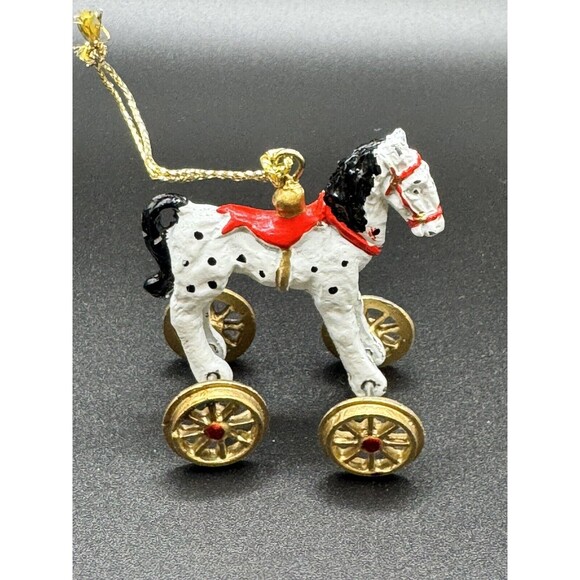 VINTAGE GERMAN HAND PAINTED MINI HORSE ON WHEELS - Picture 1 of 9